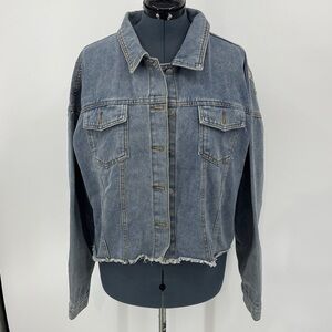SHEIN Blue Denim Jacket BEDAZZLED STARS ON BACK WOMEN SIZE. 3X